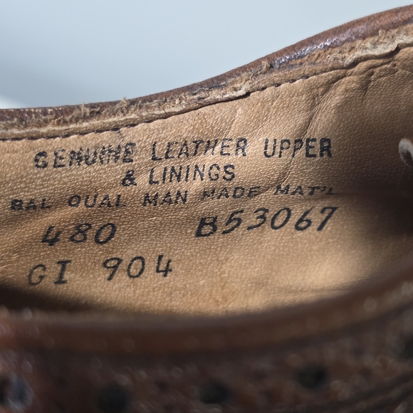 Vintage J.F. McElwain Company Unworn Brown Peppled Leather Wingtip Oxford Shoes main image 5